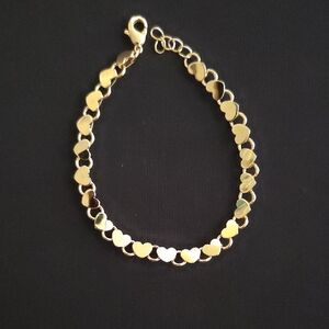 Yellow Gold Plated Heart Bracelet 7 Inches NWOT